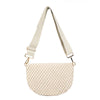 Freya | Woven Vegan Suede Crescent Crossbody Bag : Black/Brown Checkered