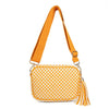 The Finley | Woven Camera Crossbody with Tassel: Navy Checkered