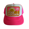 Stay Golden Kids Trucker Hat: Pink/White