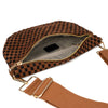 Freya | Woven Vegan Suede Crescent Crossbody Bag : Brown