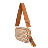 The Finley | Woven Camera Crossbody with Tassel: Navy Checkered