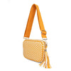 The Finley | Woven Camera Crossbody with Tassel: Navy Checkered
