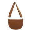 Freya | Woven Vegan Suede Crescent Crossbody Bag : Black/Brown Checkered