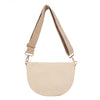 Freya | Woven Vegan Suede Crescent Crossbody Bag : Brown