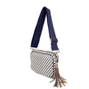The Finley | Woven Camera Crossbody with Tassel: Navy Checkered