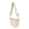 Freya | Woven Vegan Suede Crescent Crossbody Bag : Black/Brown Checkered