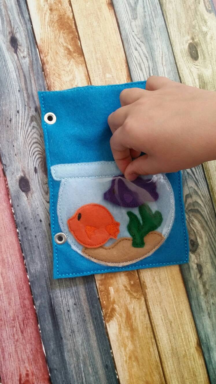Build Your Own Felt Quiet Book..  Page by Page...Fish Bowl Activity Page.. Fish, Coral, Starfish, and Sea Horse Included