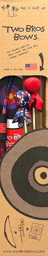 Blue Tie Dye ‘Patriotic’ 2023 Limited Edition Bow, 2 Arrows and Small Bullseye by Two Bros Bows