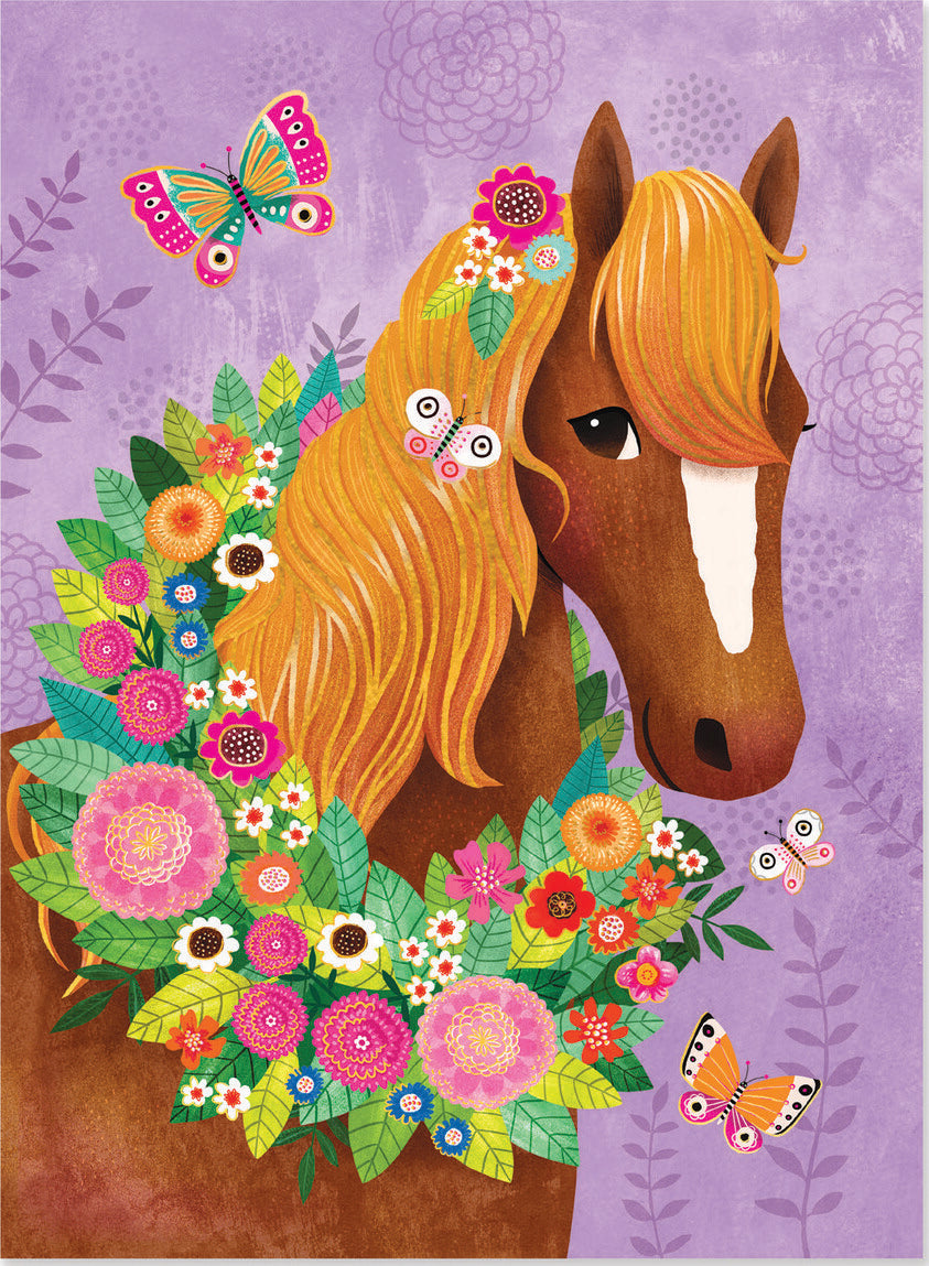Horse & Butterfly Foil Birthday Card by Peaceable Kingdom