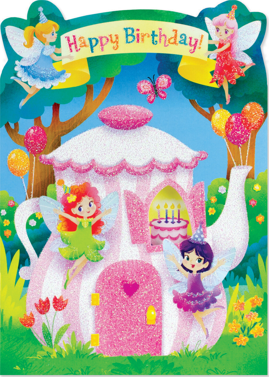Fairy Tea Party Glitter Birthday Card by Peaceable Kingdom