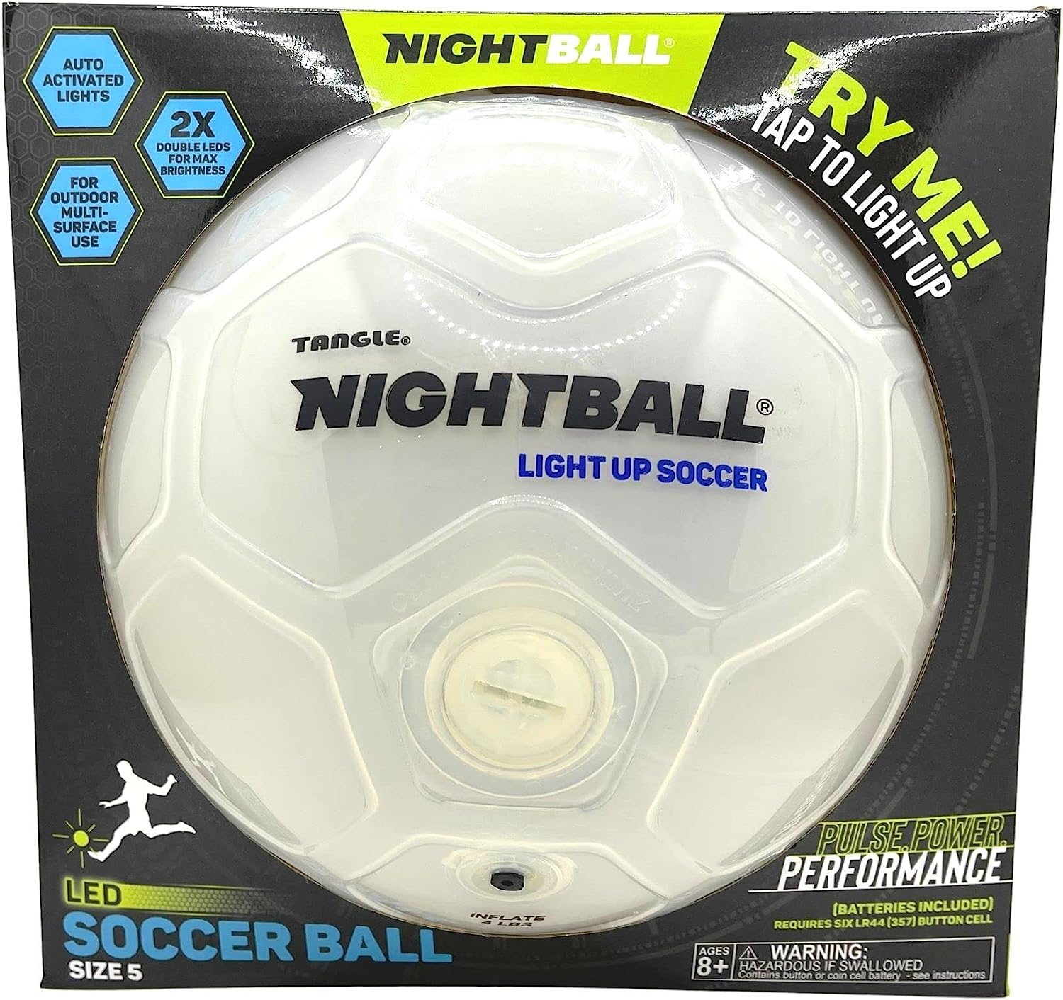 LED Night Ball White Soccer Ball by Tangle Creations #12811