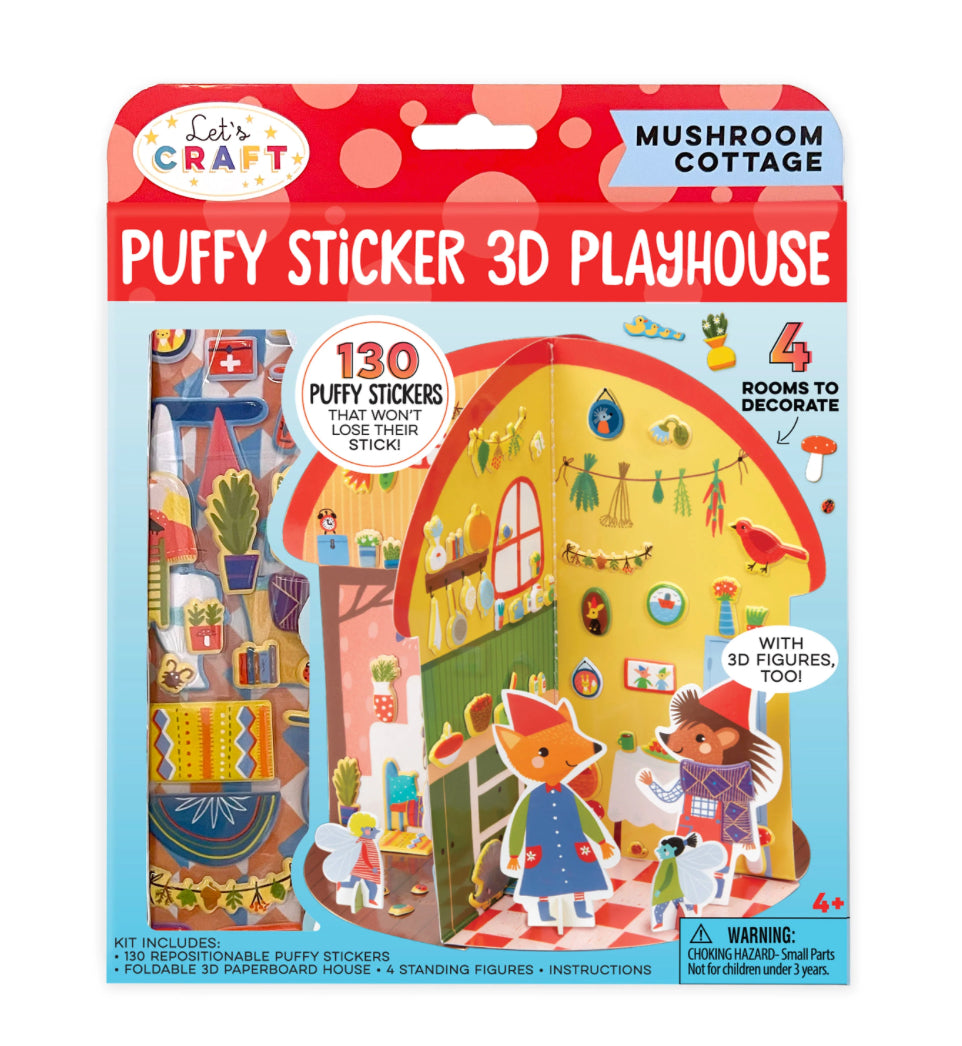 Puffy Sticker 3D Playhouse - Mushroom Cottage by Bright Stripes #PSP-01