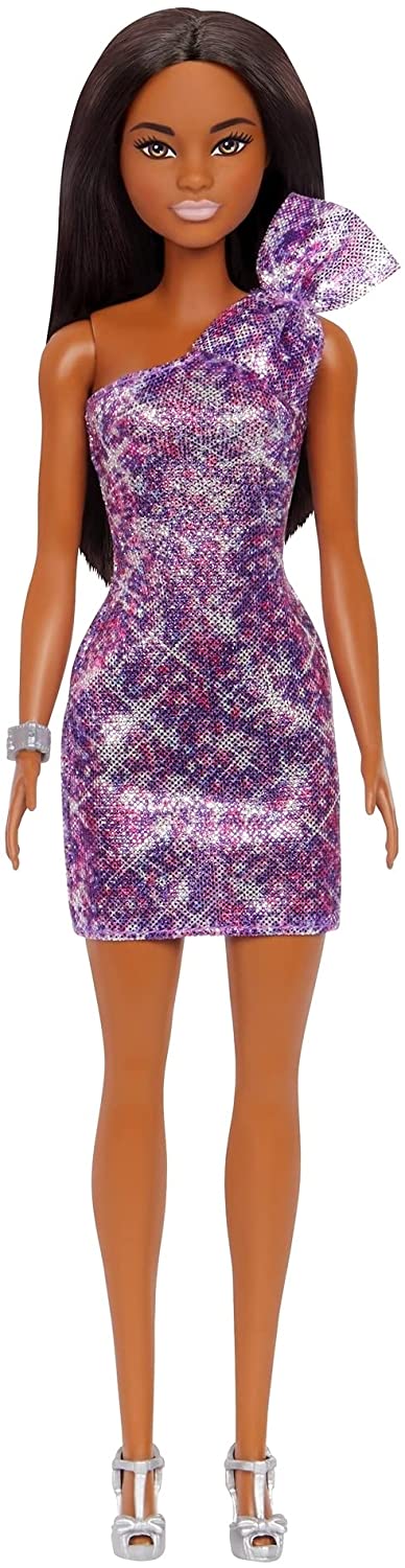black barbie with purple dress Barbie Glitz Doll Purple Glitter Dress African American Fashion Mattel Toy