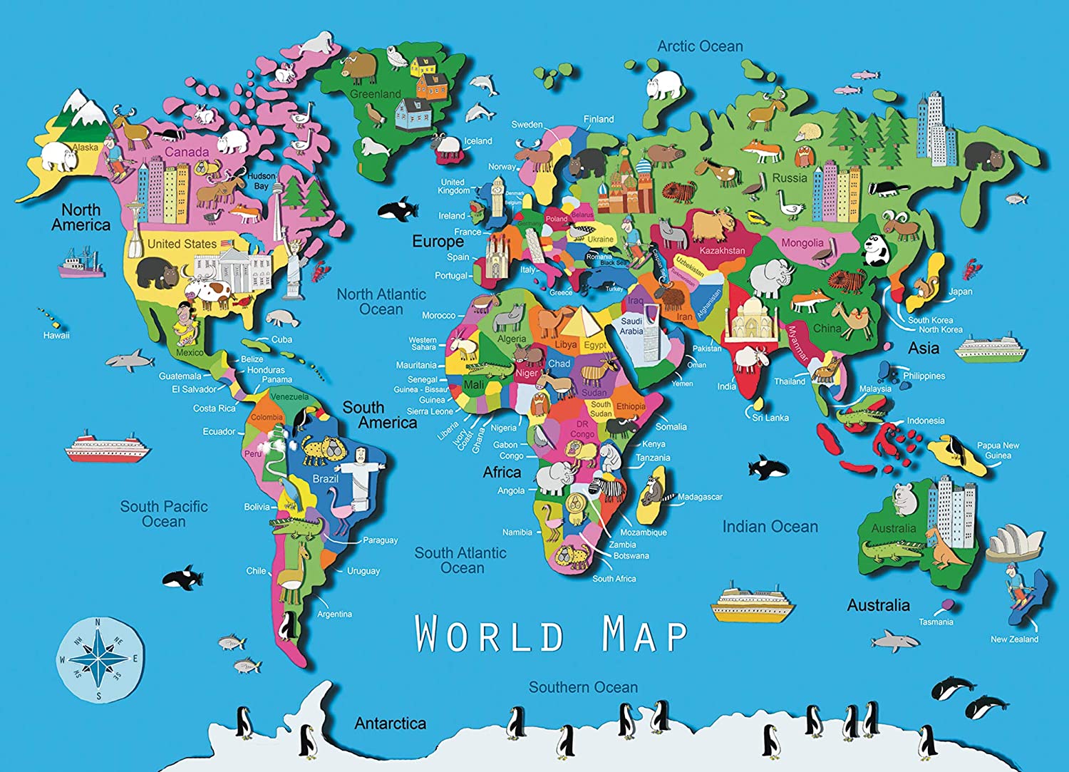 World Map 60 Pieces by Ravensburger #09607