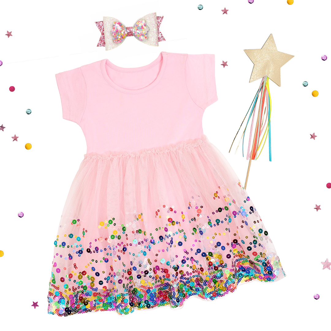 Pink Confetti Sequin Dress by Sweet Wink