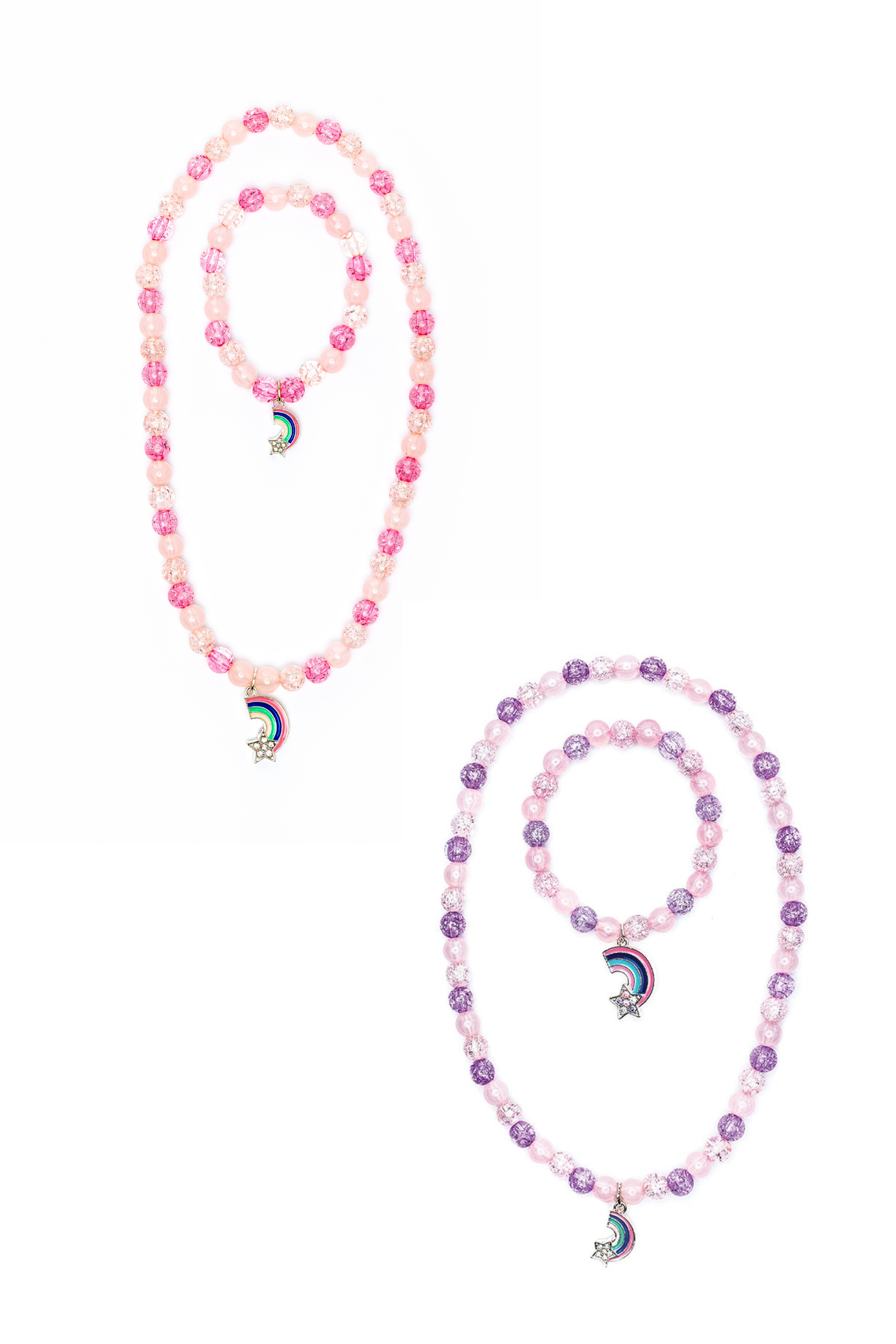 Purple or Pink Rainbow Necklace & Bracelet Set by Great Pretenders #86124