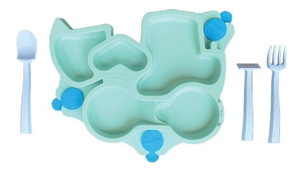 Constructive Eating Box- Teal Plate & Blue Utensils by Constructive Eating