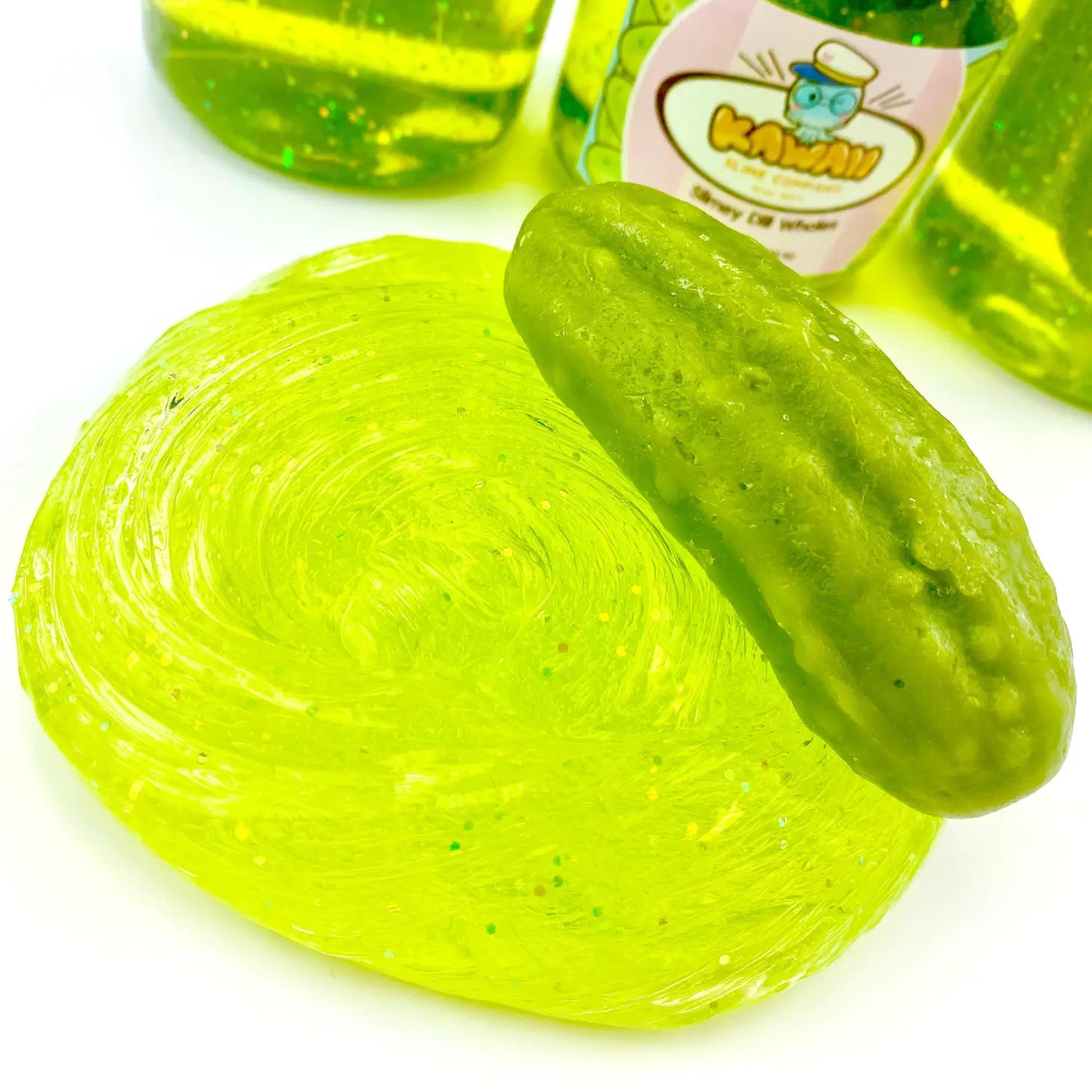 Shimmery Pickle Clear Slime by Kawaii Slime