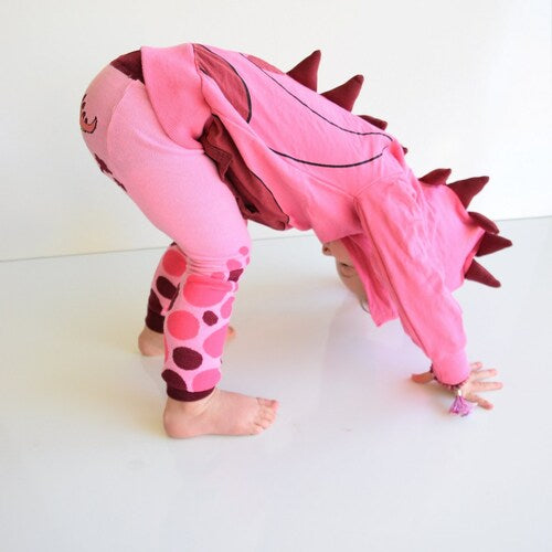 Pink Dino Cotton Leggings by Doodle Pants
