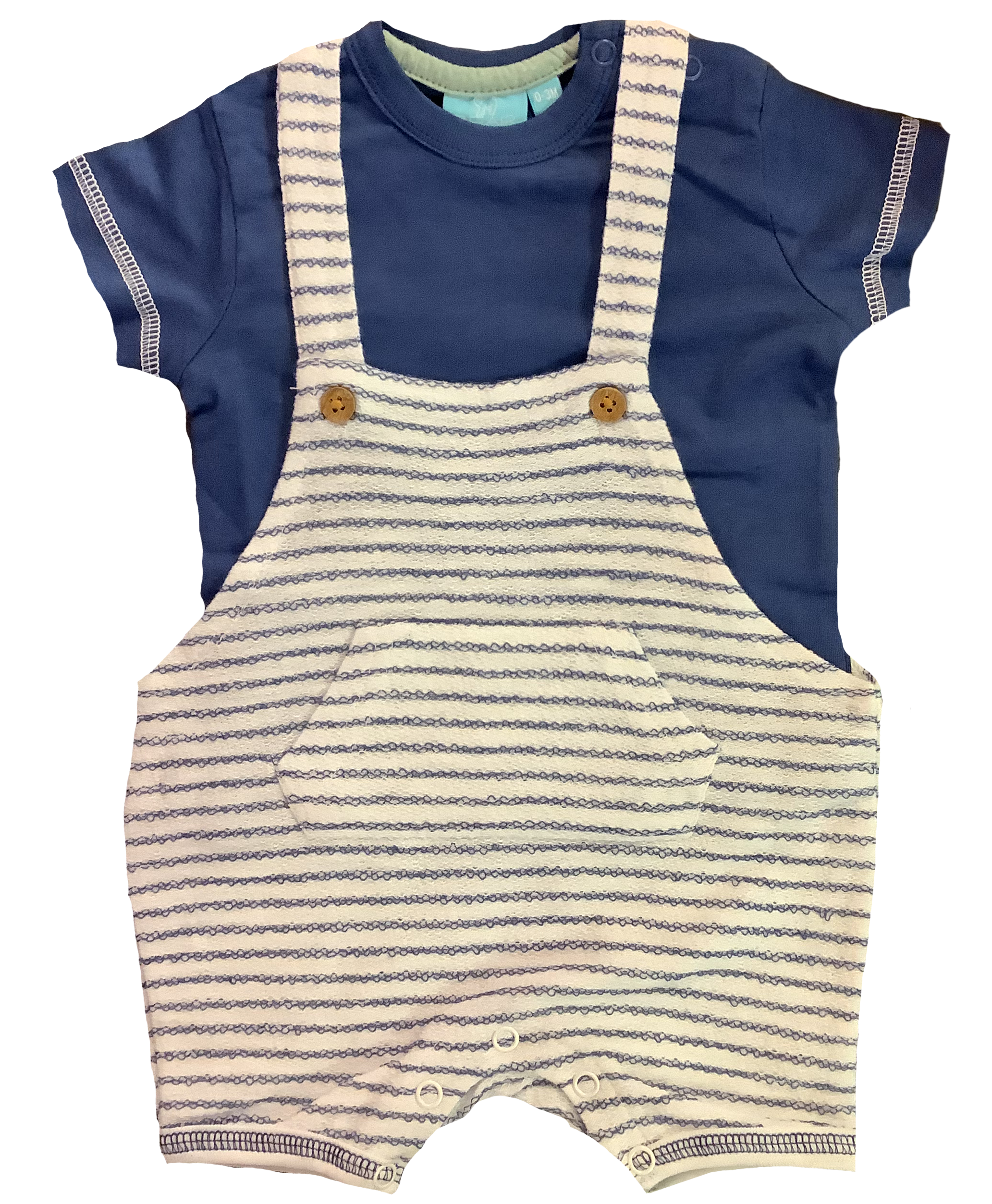 Baby Boy 2 Piece Set Overalls & Blue Shirt