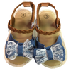 Baby Girl Denim Lace Bow with Brown Strap Shoes