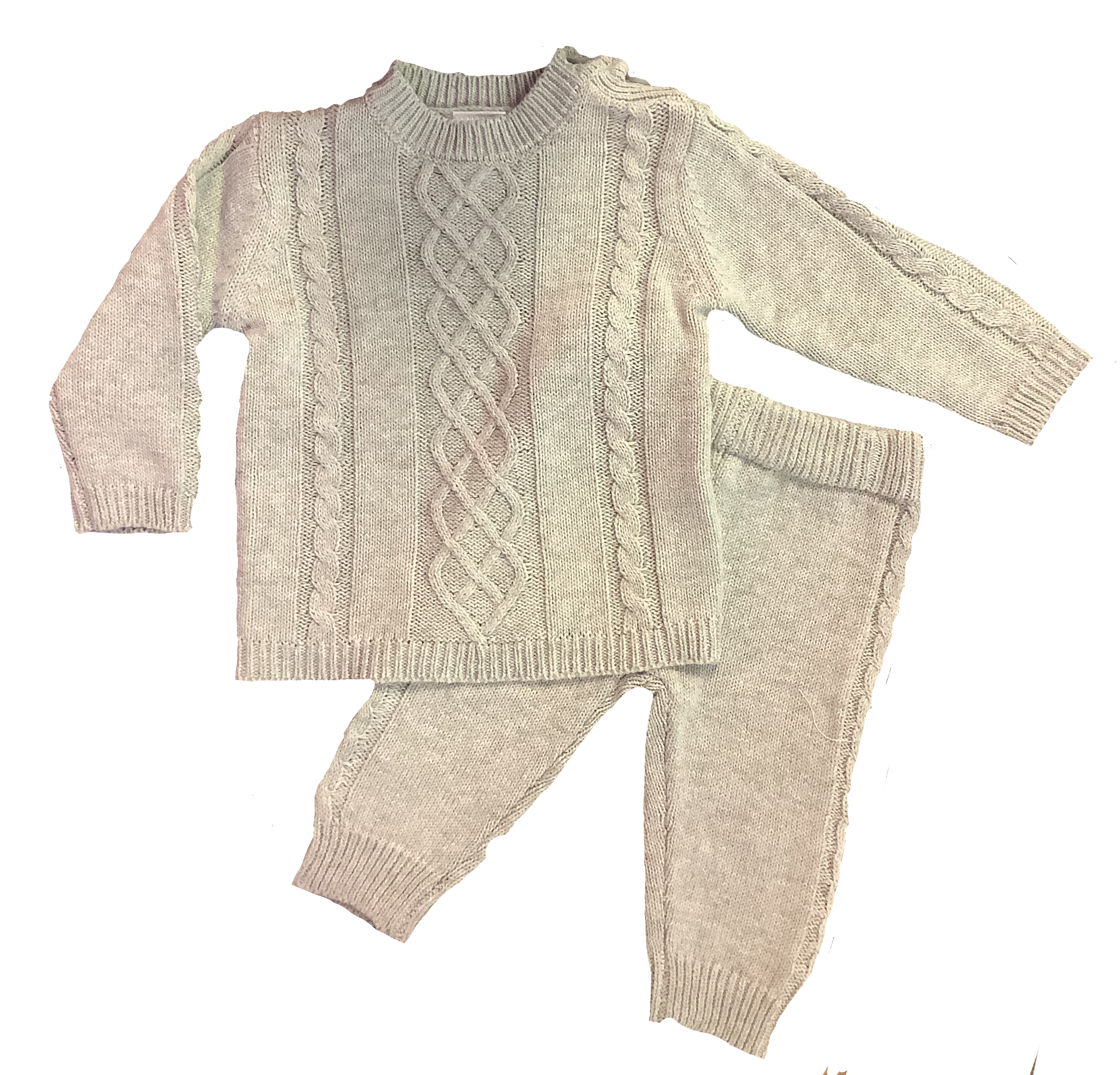 Grey Cable-Knit Sweater Set by Rose Textiles