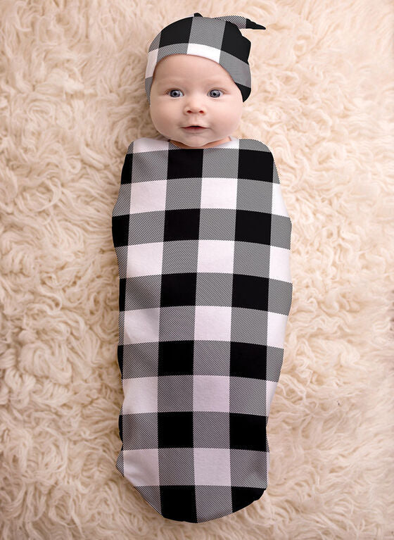 Cutie Cocoon- Matching Cocoon & Hat Set: Black & White Gingham by Itzy Ritzy