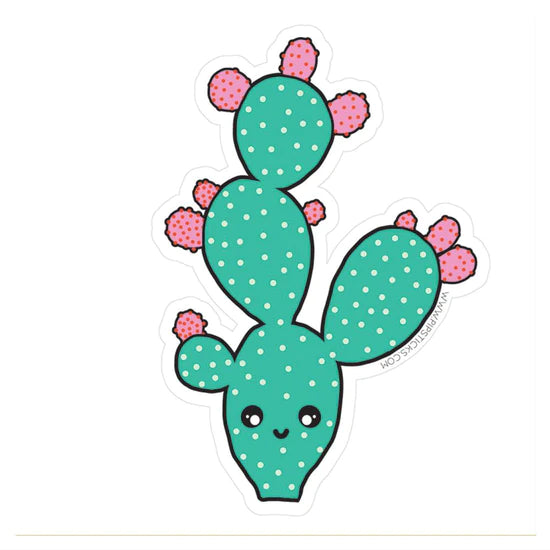 Kawaii Paddle Cactus Vinyl Sticker by Pipsticks
