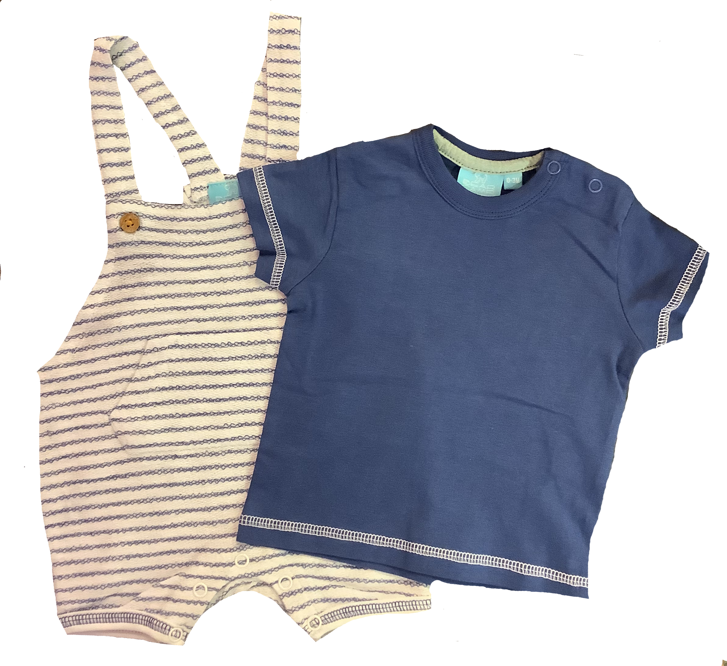 Baby Boy 2 Piece Set Overalls & Blue Shirt
