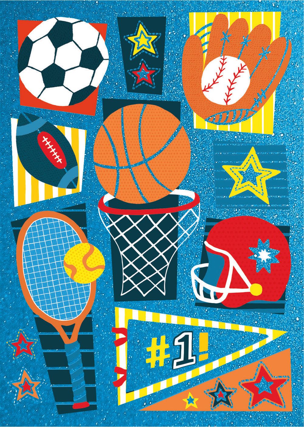 Sports Pattern Foil Birthday Card by Peaceable Kingdom