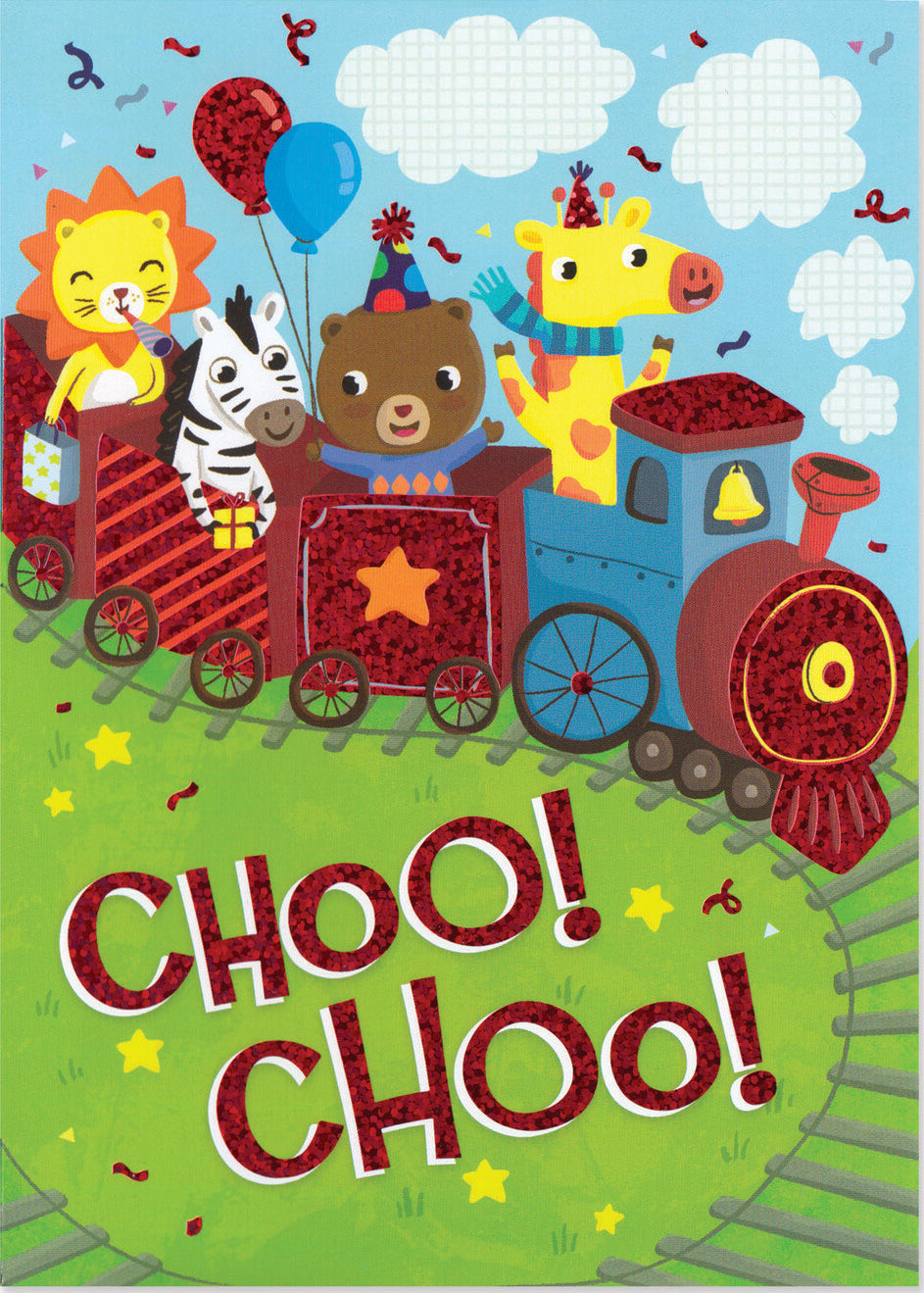 Choo Choo Train Foil Birthday Card by Peaceable Kingdom