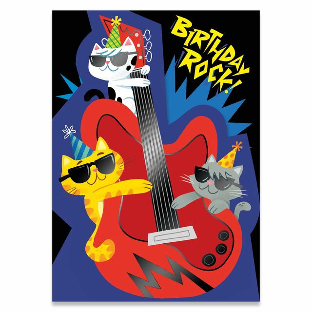 Rockin' Cats Glitter Birthday Card by Peaceable Kingdom