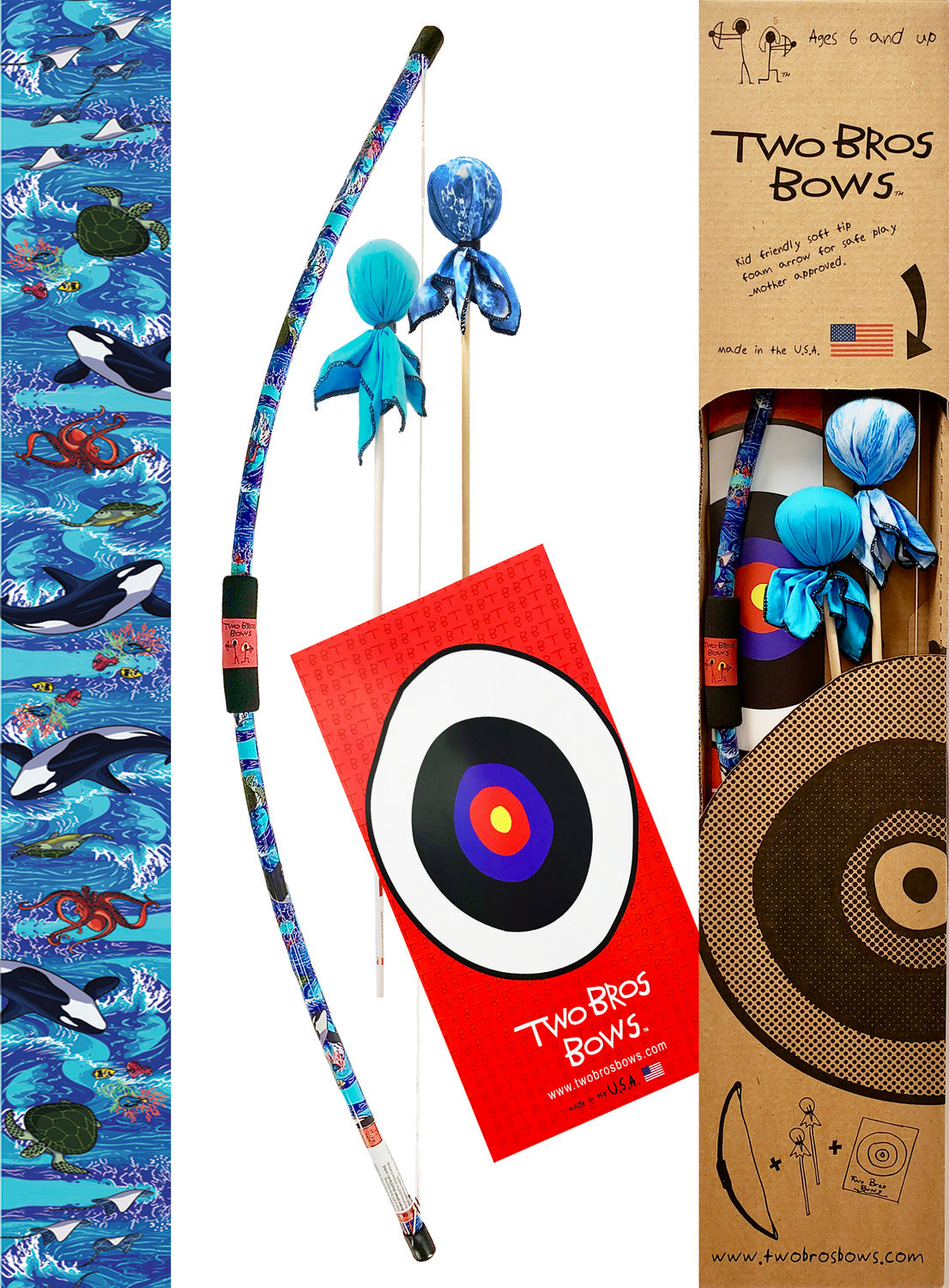 Sea Life Bow, 2 Arrows and Small Bullseye by Two Bros Bows