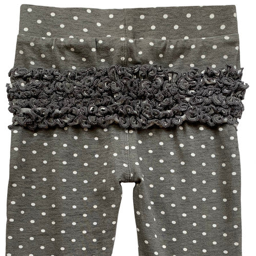 AnnLoren Gray Polka Dots Ruffle Baby Leggings