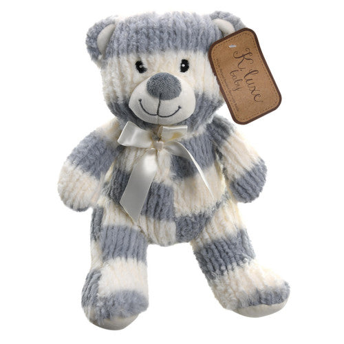 Blue-Grey Plush Bear w/ Rattle